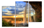 Obraz na plátne Vodopád a západ slunce